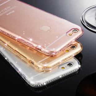 苹果6手机壳六代 6s手机壳硅胶4.7新款 iphone6plus玫瑰金5.5水钻