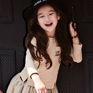 2015秋款儿童t恤韩版女童长袖打底衫纯棉t恤女童欧版上衣 包邮