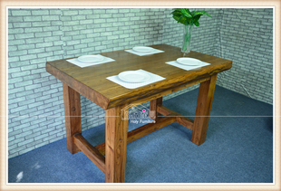 泓历家具生态老榆木实木家具厚板餐桌椅组合茶桌饭桌书桌现代简约