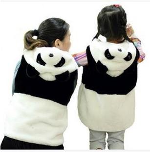 春秋装 儿童熊猫马甲3D立体卡通动物背心亲子马夹无袖背心2件包邮