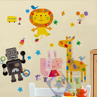 美国进口RoomMates儿童房墙贴男孩卧室卡通可移除动物园图案