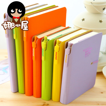 娜娜家 韩国创意文具悠诺糖果色绑带记事本 硬面抄日程本笔记本子