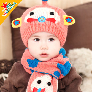 韩版秋冬1-2-4岁儿童女童帽子围巾套装冬季6-12个月女宝宝男童潮3
