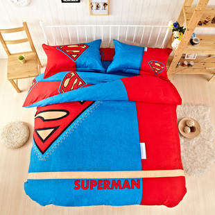 床上全棉卡通超人系列四件套创意床单被套纯棉床上用品三件套特价