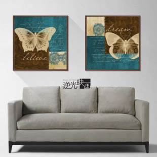 时尚欧式客厅装饰画抽象蝴蝶挂画沙发背景墙画个性书房壁画包邮