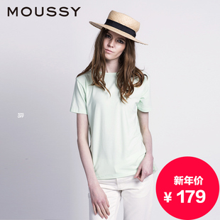 MOUSSY 精品春夏新款纯色圆领短袖蕾丝T恤 0107SA80-2520