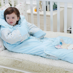 婴儿睡袋秋冬款宝宝加厚保暖防踢被婴幼儿加长睡袋带袖可拆0-6岁