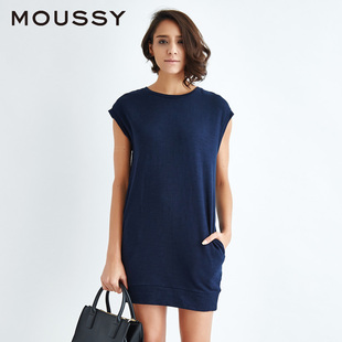 MOUSSY2015年秋装新款简约纯色宽松无袖针织衫女0107AA80-6240
