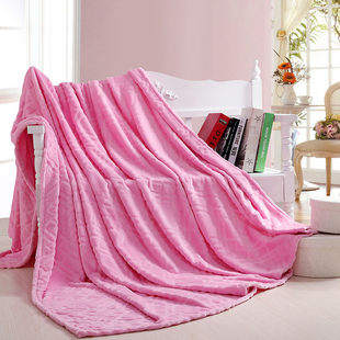 特价纯色金貂绒毯子空调毛毯床单冬天双人加厚珊瑚法莱绒粉色盖毯