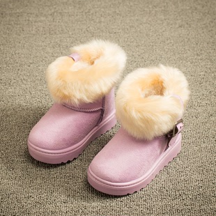2015冬季新款儿童雪地靴韩版男女童翻毛保暖棉靴宝宝低筒短靴棉鞋