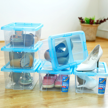 爱丽思IRIS环保塑料彩色透明女士鞋盒收纳盒SHB353 3个装
