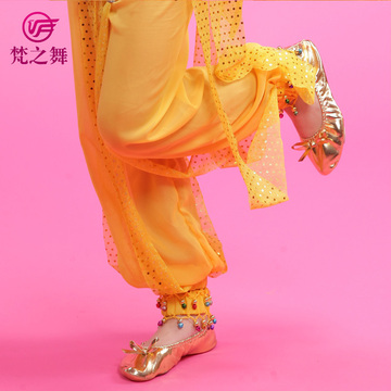 梵之舞 肚皮舞鞋 印度舞蹈表演鞋练习鞋练功鞋软底女式金色猫爪鞋