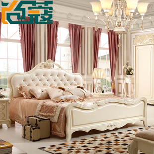 卧室烤漆家具欧式床公主床法式婚床高箱双人床储物1.5/1.8米
