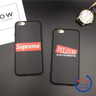 潮牌MLGB苹果6plus手机壳 iPhone6s黑色情侣Supreme硅胶保护套潮