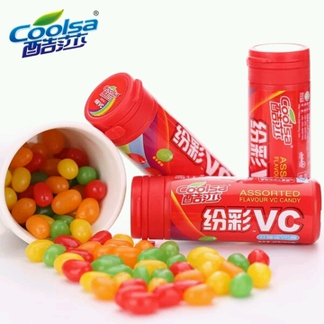 酷莎包装粉彩VC酸酸糖整盒装360g儿童零食特价批发