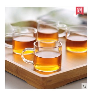 耐热玻璃品茶杯子喝花茶杯手工吹制耐热透明功夫茶具带把红茶杯