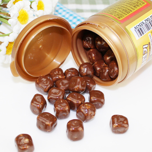 韩国进口 乐天巧克力豆脆米夹香巧克力桶装84g 进口休闲零食