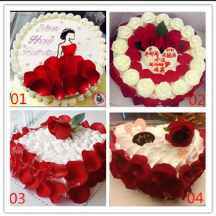 生日蛋糕长沙配送同城玫瑰花水果奶油蛋糕店 玫瑰花瓣蛋糕 送女友