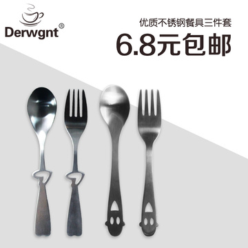 不锈钢环保勺子筷子叉子三件套学生套装礼盒旅行便携餐具