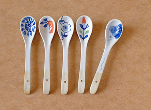 日系陶瓷勺子 咖啡勺 调羹 创意宝宝饭勺 糖勺 餐具 调羹 甜品勺