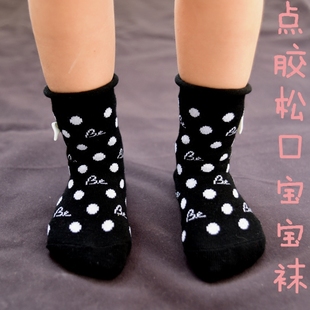 日本高端纯棉童袜 9-15厘米秋冬脚底防滑松口蝴蝶结大童宝宝袜子