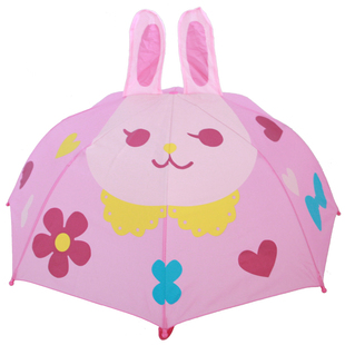 粉色花兔卡通雨伞儿童遮阳直柄伞送礼幼儿园学生安全防风小伞包邮
