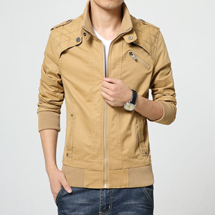 新品冬季潮韩版休闲青少年男士夹克衫男装修身薄款立领上衣外套服
