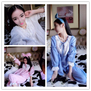 韩国睡衣女夏季甜美公主纯棉睡衣日系可爱小清新薄款棉家居服套装