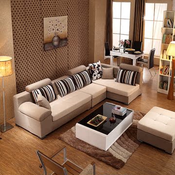 富雅诗布艺沙发可拆洗客厅组合转角沙发简约现代大小户型布沙发