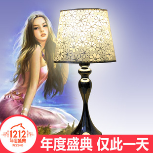 中式田园现代简约铁艺抛光时尚创意 卧室床头书房餐厅LED装饰台灯