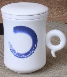 台湾陆宝茶具 骨瓷墨染盖杯 旋蓝 陶瓷过滤杯 经典收藏 礼品包邮