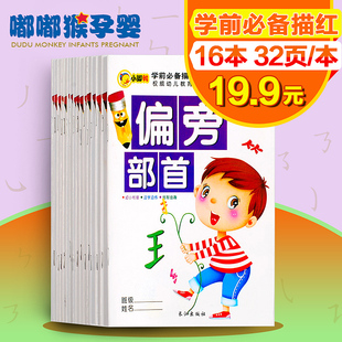 16全套幼儿园 数字描红本学前拼音汉字小学儿童笔画笔顺练习册