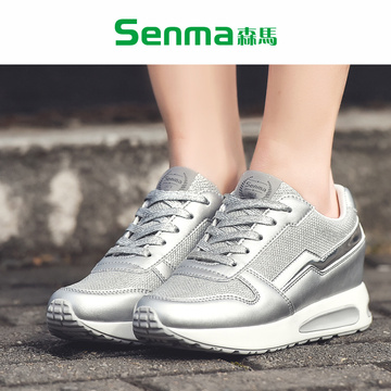 SENMA森马春季韩版网面鞋新品内增高圆头系带女低帮鞋GD366122