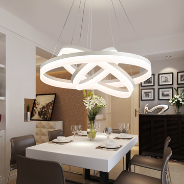 创意led圆形吊灯具环形客餐大厅时尚现代简约无极调光卧室亚克力