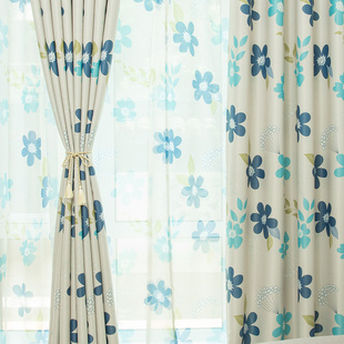 新款六叶花韩式花型窗帘全遮光窗帘田园客厅卧室成品窗帘布特价
