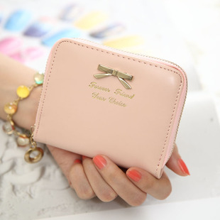 2015新款韩版短款小巧可爱蝴蝶结拉链女士零钱包女式小皮夹硬币包