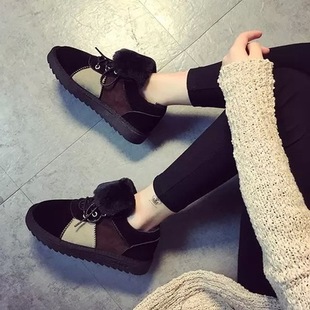 2015冬季短靴韩版羊皮毛一体新款雪地靴女靴圆头豆豆款棉鞋保暖鞋