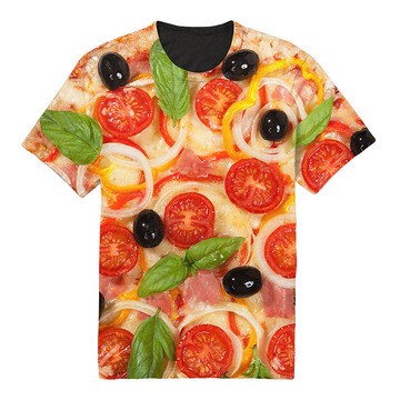 2015年新款“披萨”潮流印花纯棉T恤