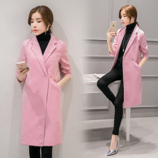 2016韩版秋冬装女新款气质显瘦修身百搭保暖毛呢大衣中长外套呢子