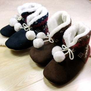 Beauty grace新品棉靴毛绒冬季保暖女式棉鞋居家地板可机洗棉拖