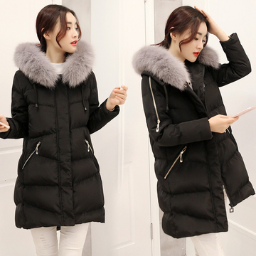 2015冬季新款韩版修身连帽中长款棉衣棉服女装加厚外套小棉袄保暖