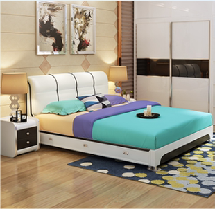 新款床小户型1.8米真皮床储物双人床1.5米软床榻榻米抽屉床皮艺床