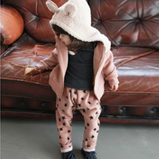 2015韩版秋冬款男童女童加绒加厚连帽卫衣套装儿童休闲保暖2件套