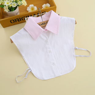 韩国新款女衬衫假领子百搭白领必备潮流棉质衬衫假领 粉色衣领