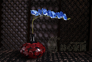 诗心家园新中式仿古家居装饰品摆件花器花插吉祥如意花瓶（小）