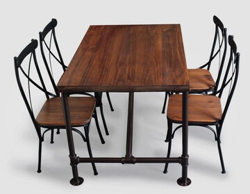 美式复古实木铁艺餐桌椅组合饭桌酒吧办公写字咖啡长方形电脑桌椅
