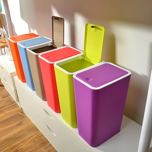 创意卫生间垃圾桶家用按钮客厅有盖厕所厨房垃圾桶大小号个性包邮