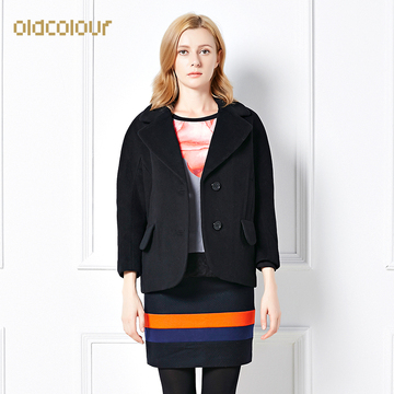 oldcolour欧珂2015冬季女士短外套 廓形线条柔和呢外套E44045075