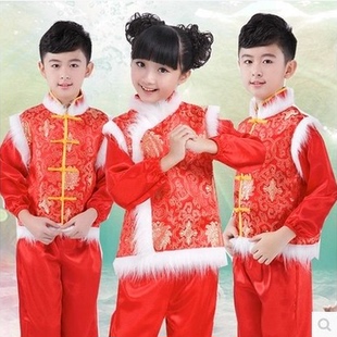 儿童春节演出服中国结喜庆表演服幼儿元旦圣诞服儿童秧歌服装男女