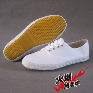 男/女白色帆布鞋运动鞋白网球学生鞋演出白球鞋舞蹈鞋体操武术鞋